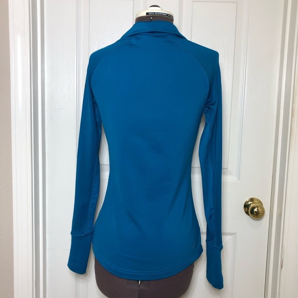 Adidas Womens Long Sleeve Techfit 1/2 Zip Tomb Hole Climawarm Blue Fitted Top S - Picture 7 of 15